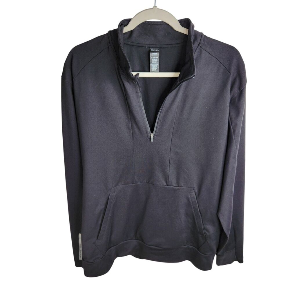 Alphalete Mens Sz Large Pro Elite LDB More 1/4 Zip Pullover Black Stretch Pocket